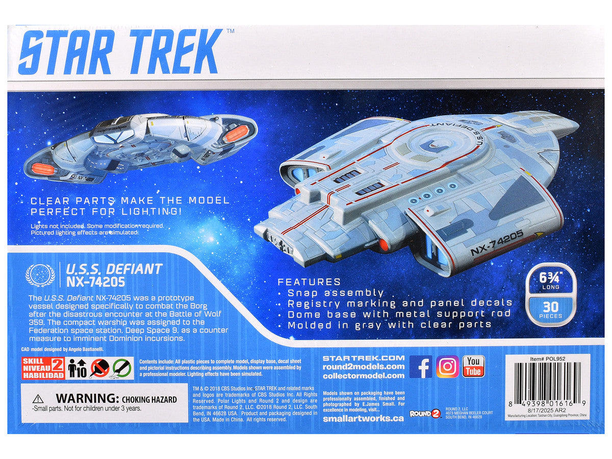 Skill 2 Snap Model Kit USS Defiant NX-74205 Starship "Star Trek: Deep Space Nine" (1993-1999) TV Series 1/1000 Scale Model by Polar Lights Polar Lights