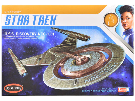 Skill 2 Snap Model Kit U.S.S. Discovery NCC-1031 Spacecraft "Star Trek: Discovery" (2017-2024) TV Series 1/2500 Scale Model by Polar Lights Polar Lights