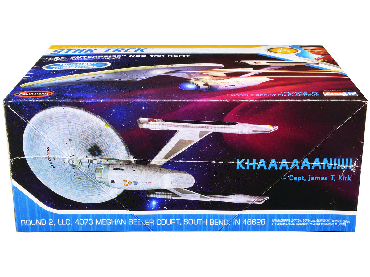 Skill 2 Snap Model Kit U.S.S. Enterprise NCC-1701 Refit Spaceship "Star Trek II: The Wrath of Khan" (1982) Movie 1/1000 Scale Model by Polar Lights Polar Lights