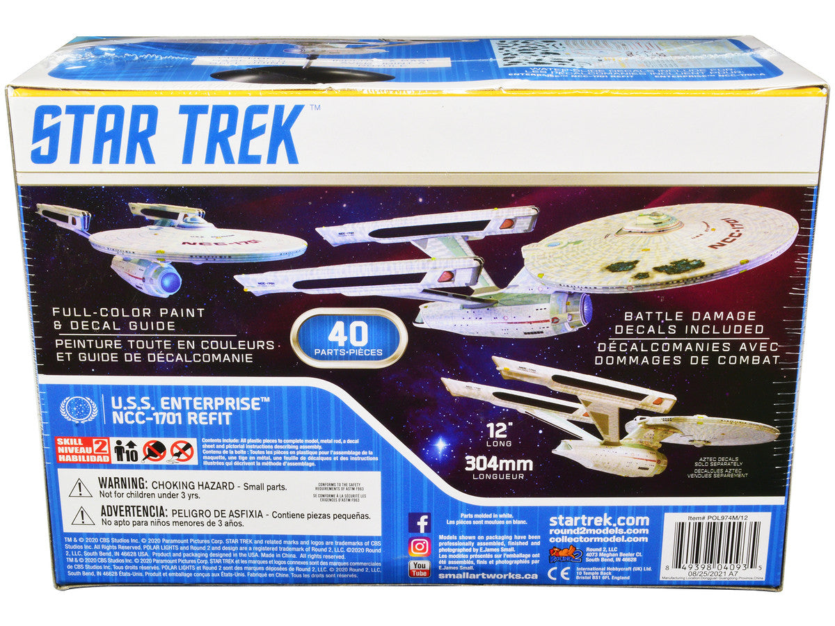 Skill 2 Snap Model Kit U.S.S. Enterprise NCC-1701 Refit Spaceship "Star Trek II: The Wrath of Khan" (1982) Movie 1/1000 Scale Model by Polar Lights Polar Lights