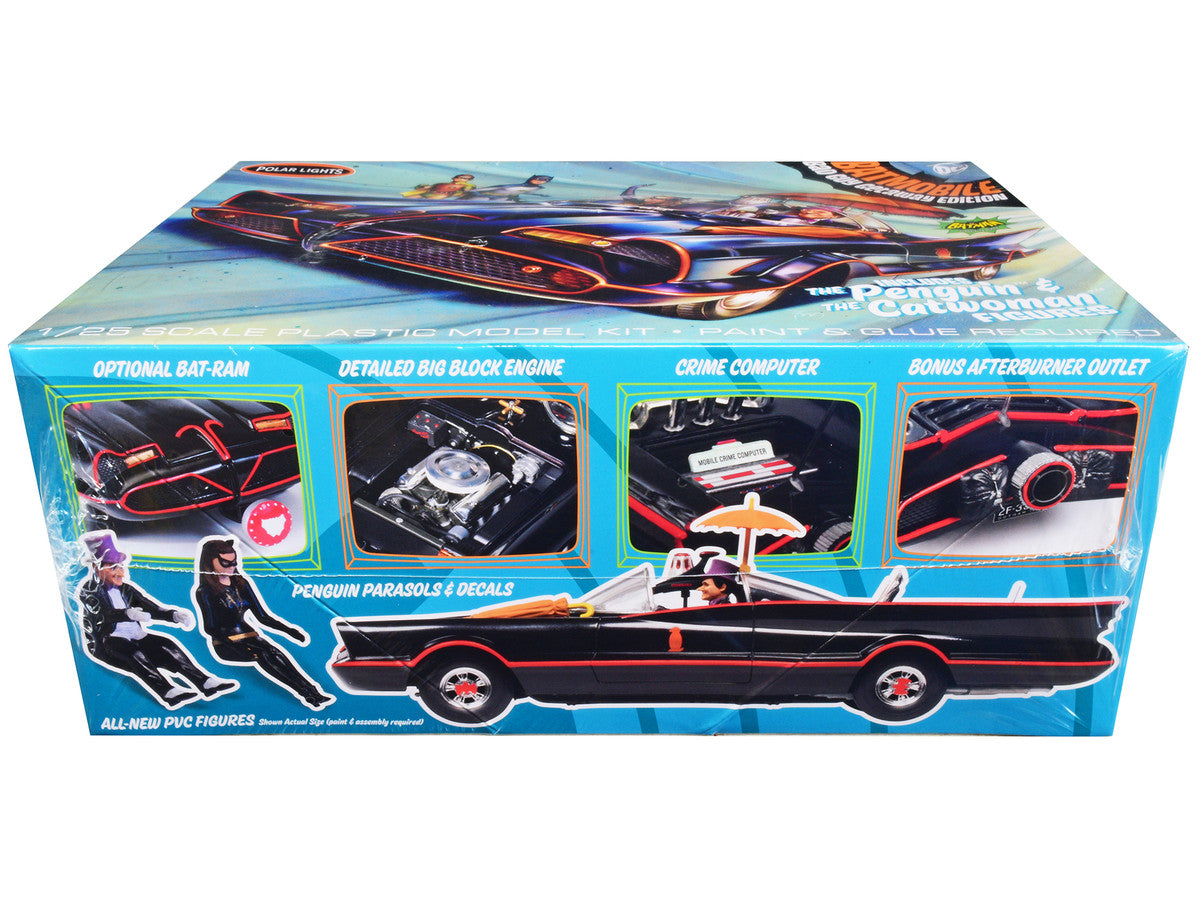 Skill 2 Model Kit 1966 Batmobile "Bad Guy Getaway Edition" with Penguin and Catwoman Figures "Batman" (1966-1968) TV Series 1/25 Scale Model by Polar Lights Polar Lights