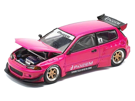 Pandem Civic EG6 RHD (Right Hand Drive) Pink "Enigma Exclusive Edition" 1/64 Diecast Model Car by Pop Race Pop Race