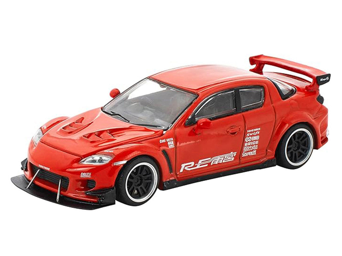 Mazda RX-8 RE-Amemiya RHD (Right Hand Drive) Red with Graphics "Enigma Exclusive Edition" 1/64 Die Cast Model Car by Pop Race Pop Race