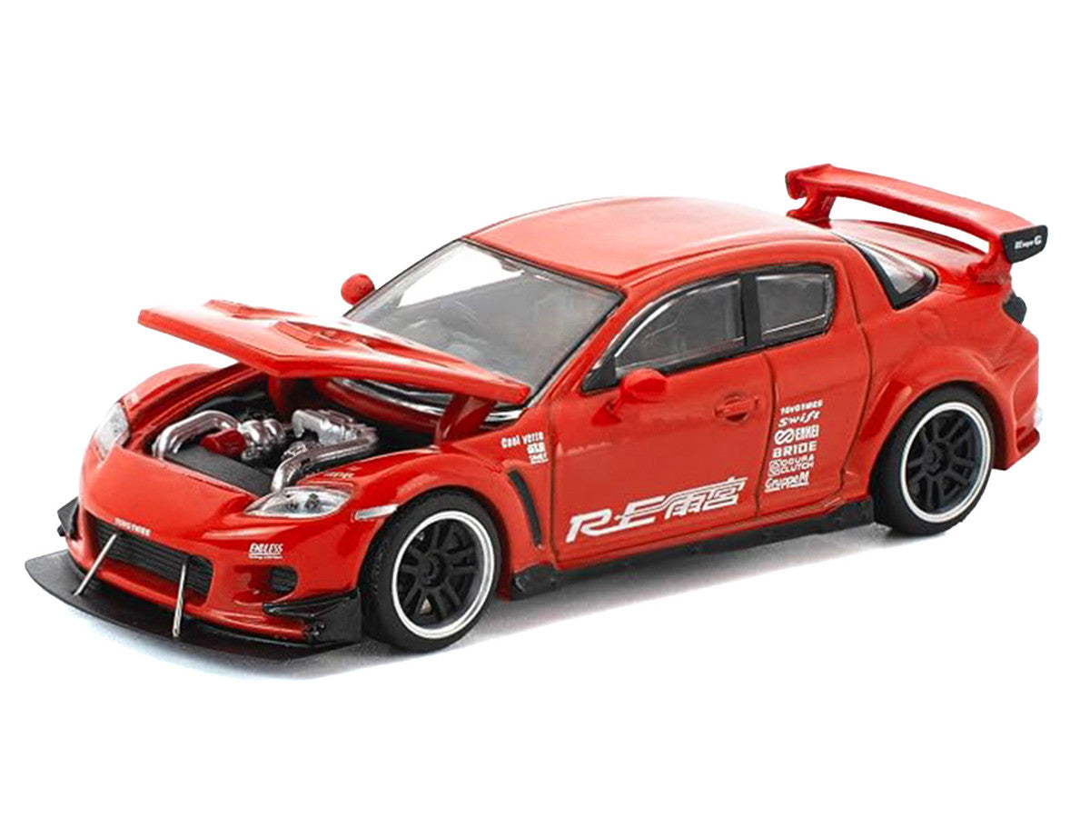 Mazda RX-8 RE-Amemiya RHD (Right Hand Drive) Red with Graphics "Enigma Exclusive Edition" 1/64 Die Cast Model Car by Pop Race Pop Race