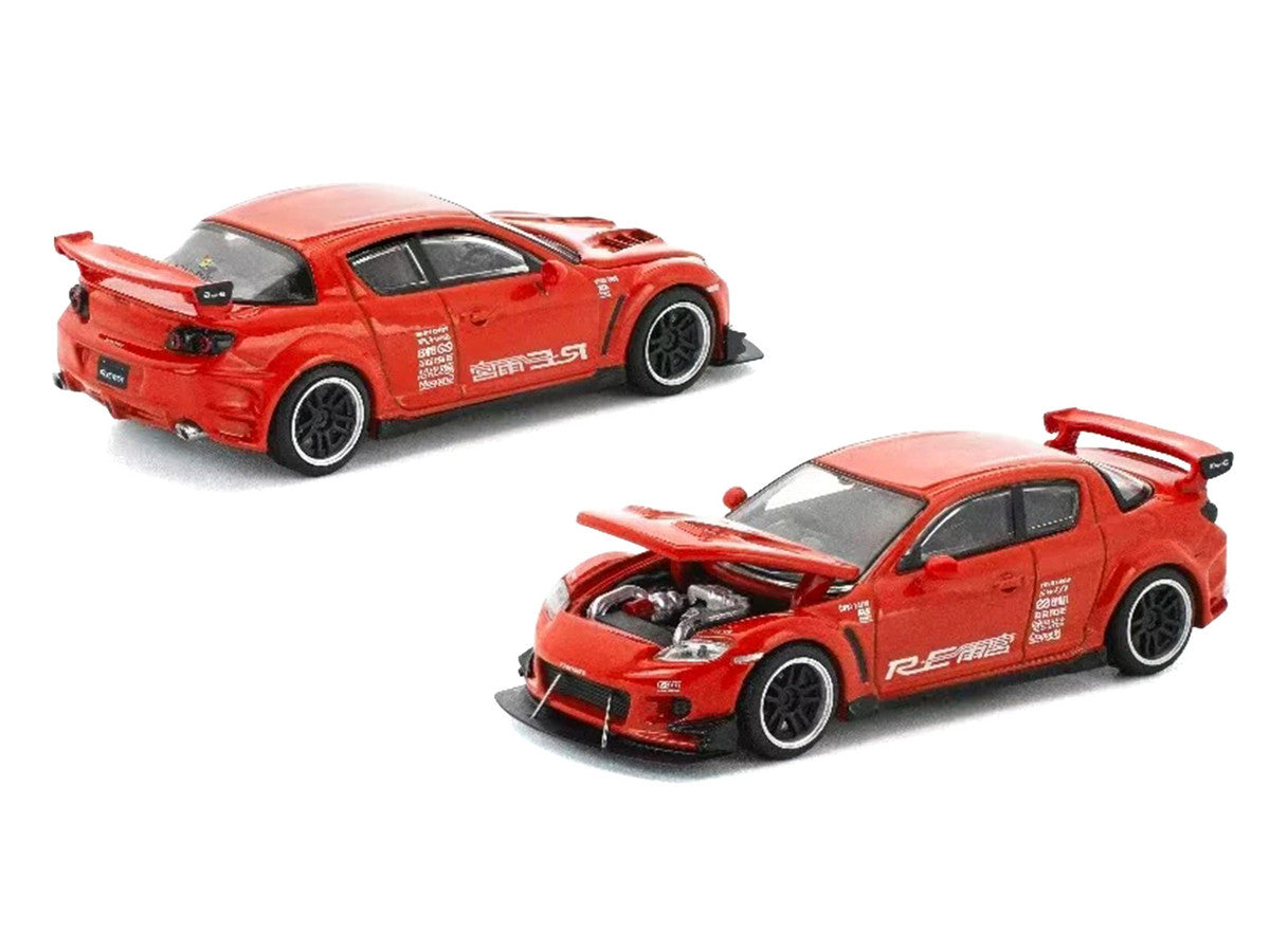 Mazda RX-8 RE-Amemiya RHD (Right Hand Drive) Red with Graphics "Enigma Exclusive Edition" 1/64 Die Cast Model Car by Pop Race Pop Race