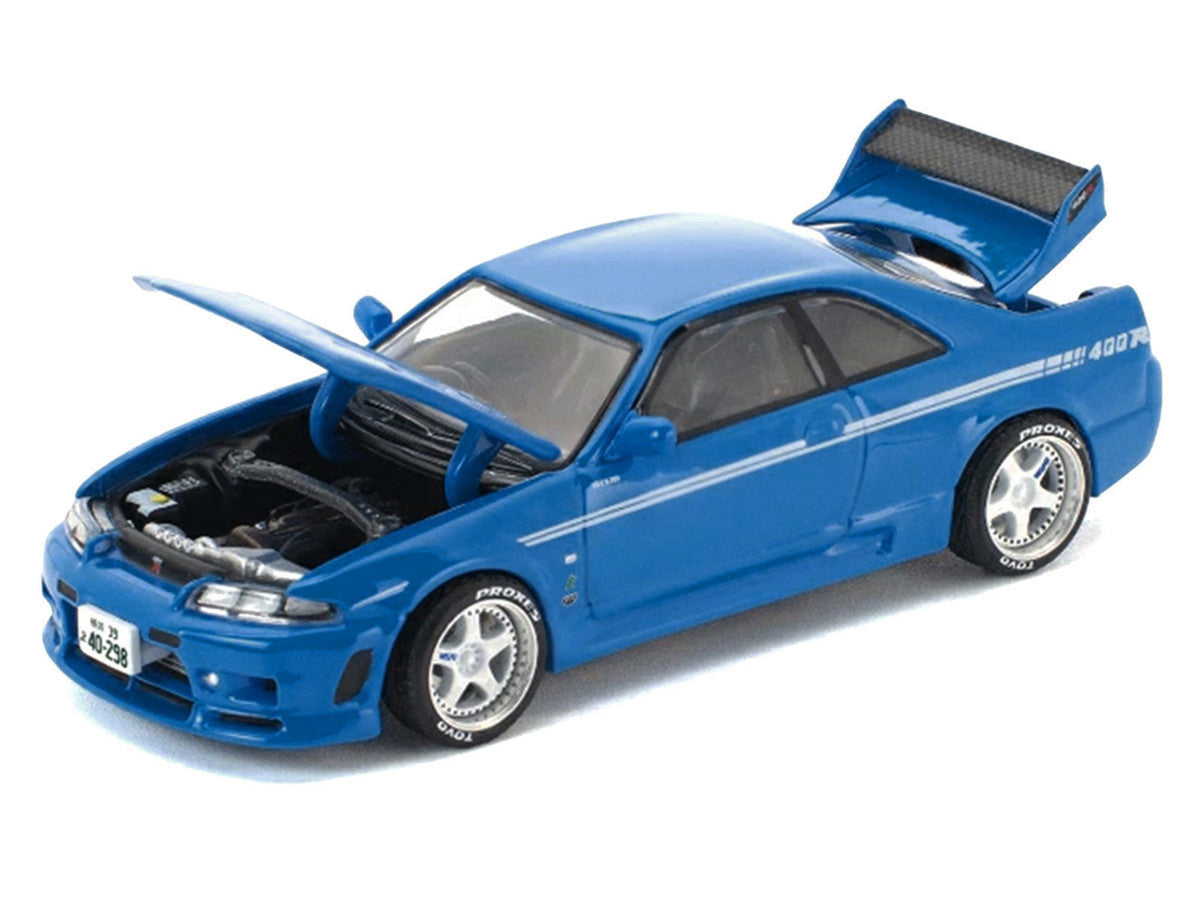 GT-R R33 400R RHD (Right Hand Drive) Champion Blue with White Stripes "Enigma Exclusive Edition" 1/64 Die Cast Model Car by Pop Race Pop Race