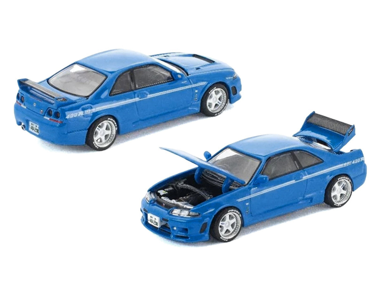 GT-R R33 400R RHD (Right Hand Drive) Champion Blue with White Stripes "Enigma Exclusive Edition" 1/64 Die Cast Model Car by Pop Race Pop Race