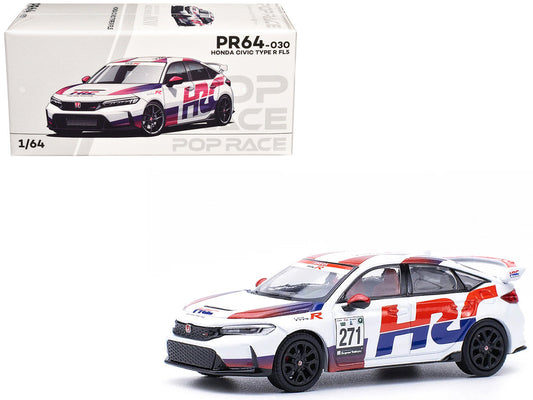 Honda Civic Type R FL5 "HRC - Honda Racing" White with Graphics 1/64 Diecast Model Car by Pop Race Pop Race