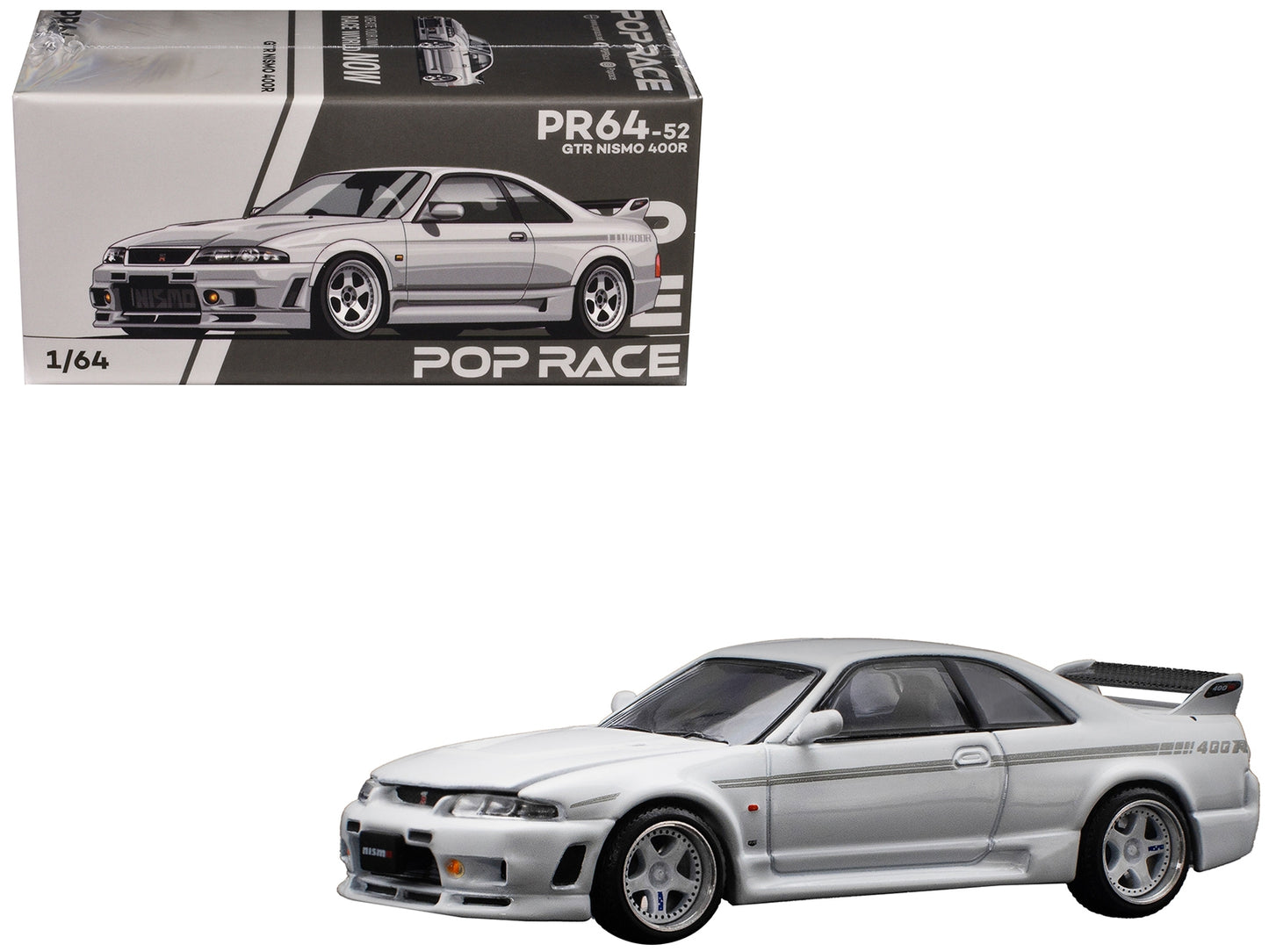 GTR Nismo 400R RHD (Right Hand Drive) White 1/64 Diecast Model Car by Pop Race