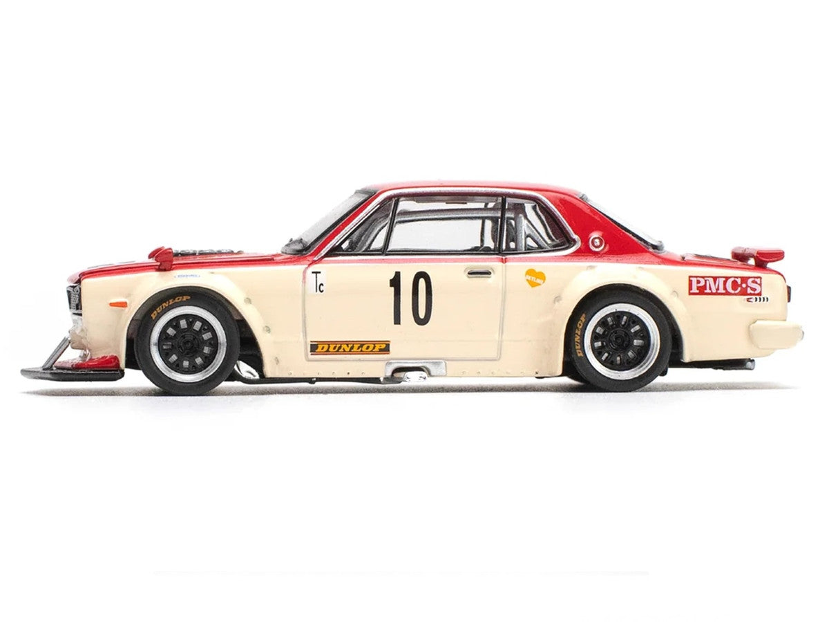 Skyline GT-R V8 Drift "Hakosuka" RHD (Right Hand Drive) #10 "Watanabe" Red and Cream 1/64 Diecast Model Car by Pop Race Pop Race