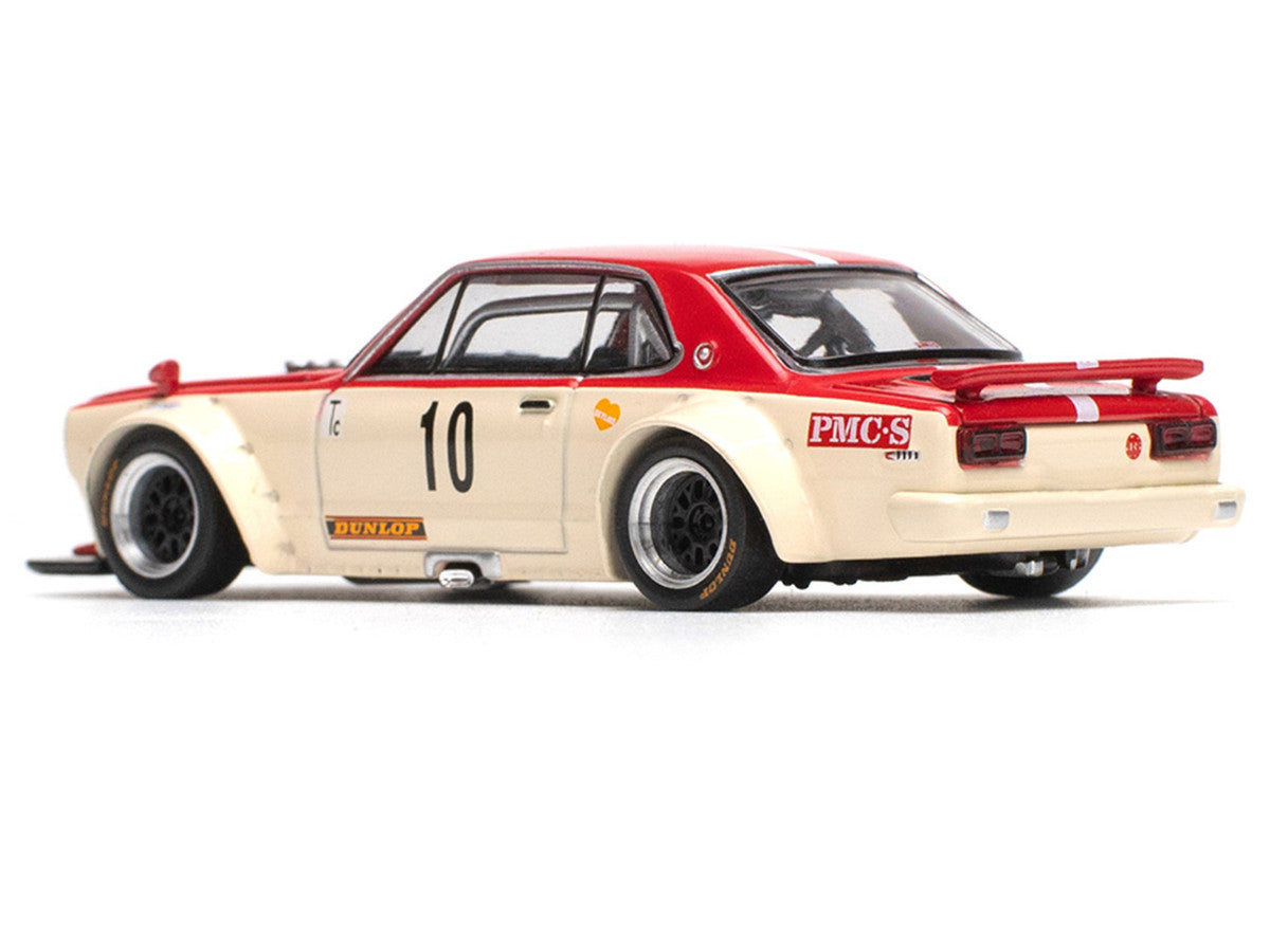 Skyline GT-R V8 Drift "Hakosuka" RHD (Right Hand Drive) #10 "Watanabe" Red and Cream 1/64 Diecast Model Car by Pop Race Pop Race