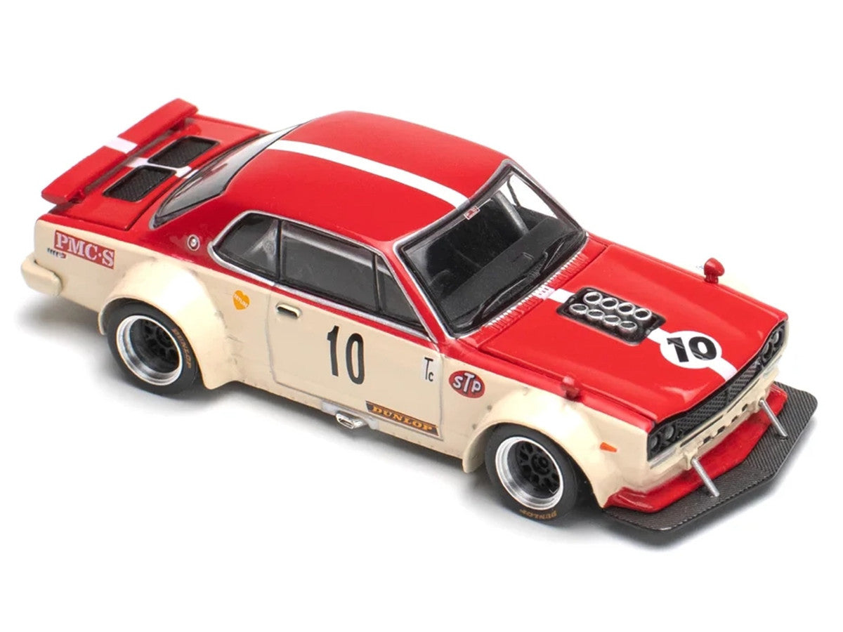 Skyline GT-R V8 Drift "Hakosuka" RHD (Right Hand Drive) #10 "Watanabe" Red and Cream 1/64 Diecast Model Car by Pop Race Pop Race