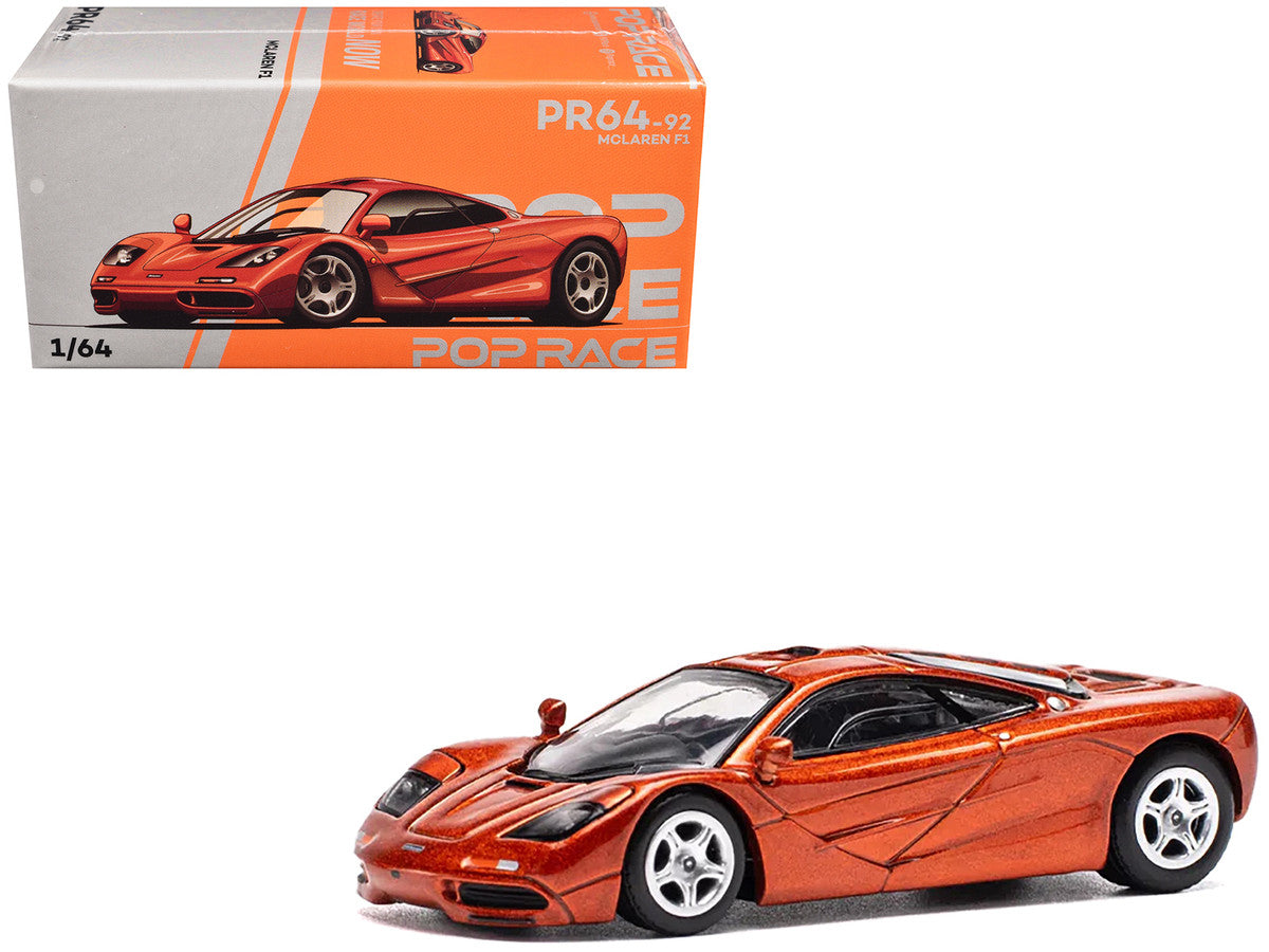 McLaren F1 Orange Metallic 1/64 Diecast Model Car by Pop Race Pop Race