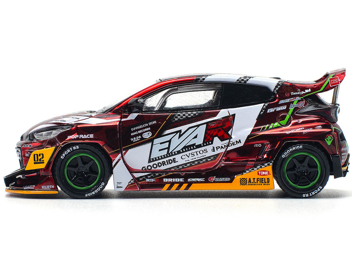 Toyota Goodride GR Yaris RHD (Right Hand Drive) "EVA RT Production Model-02" Red Metallic with Graphics 1/64 Diecast Model Car by Pop Race Pop Race