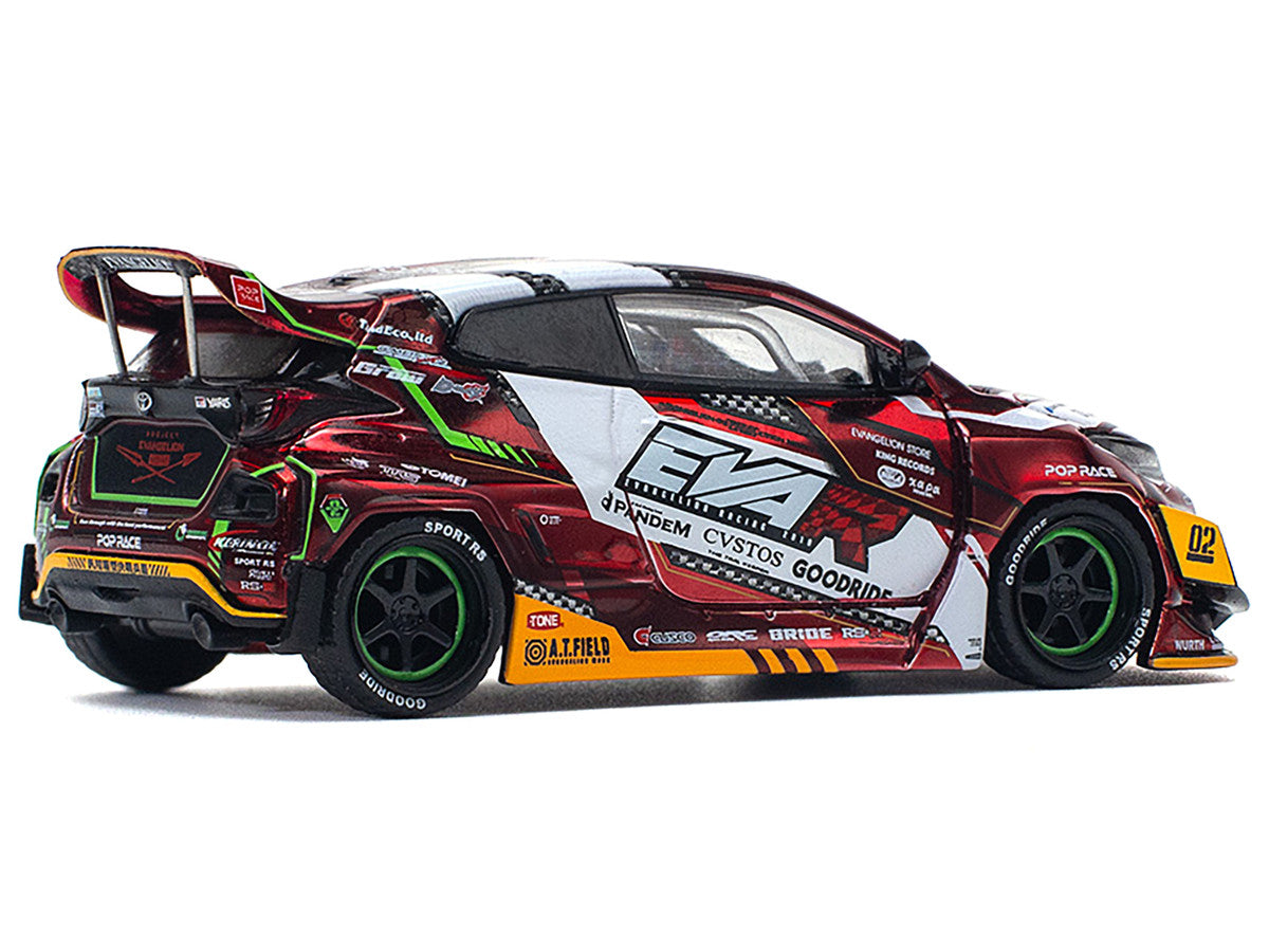 Toyota Goodride GR Yaris RHD (Right Hand Drive) "EVA RT Production Model-02" Red Metallic with Graphics 1/64 Diecast Model Car by Pop Race Pop Race