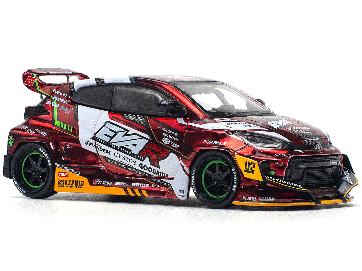 Toyota Goodride GR Yaris RHD (Right Hand Drive) "EVA RT Production Model-02" Red Metallic with Graphics 1/64 Diecast Model Car by Pop Race Pop Race