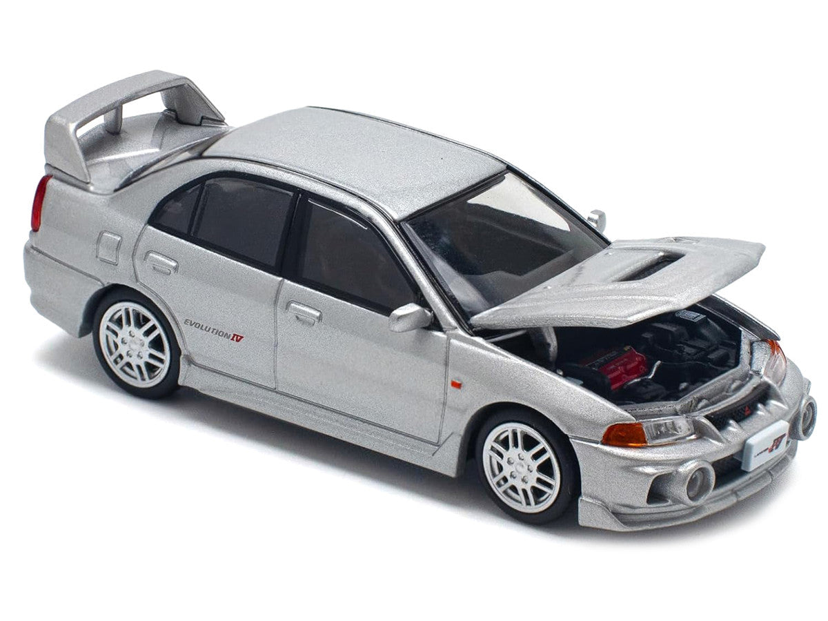 Mitsubishi Lancer Evolution IV RHD (Right Hand Drive) Steel Silver Metallic 1/64 Diecast Model Car by Pop Race Pop Race