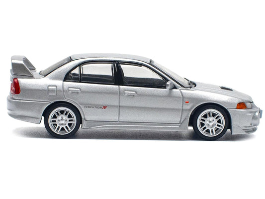 Mitsubishi Lancer Evolution IV RHD (Right Hand Drive) Steel Silver Metallic 1/64 Diecast Model Car by Pop Race Pop Race