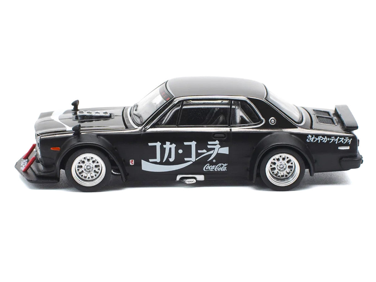 Skyline GT-R V8 Drift "Hakosuka" RHD (Right Hand Drive) "Coca-Cola" Black 1/64 Diecast Model Car by Pop Race Pop Race
