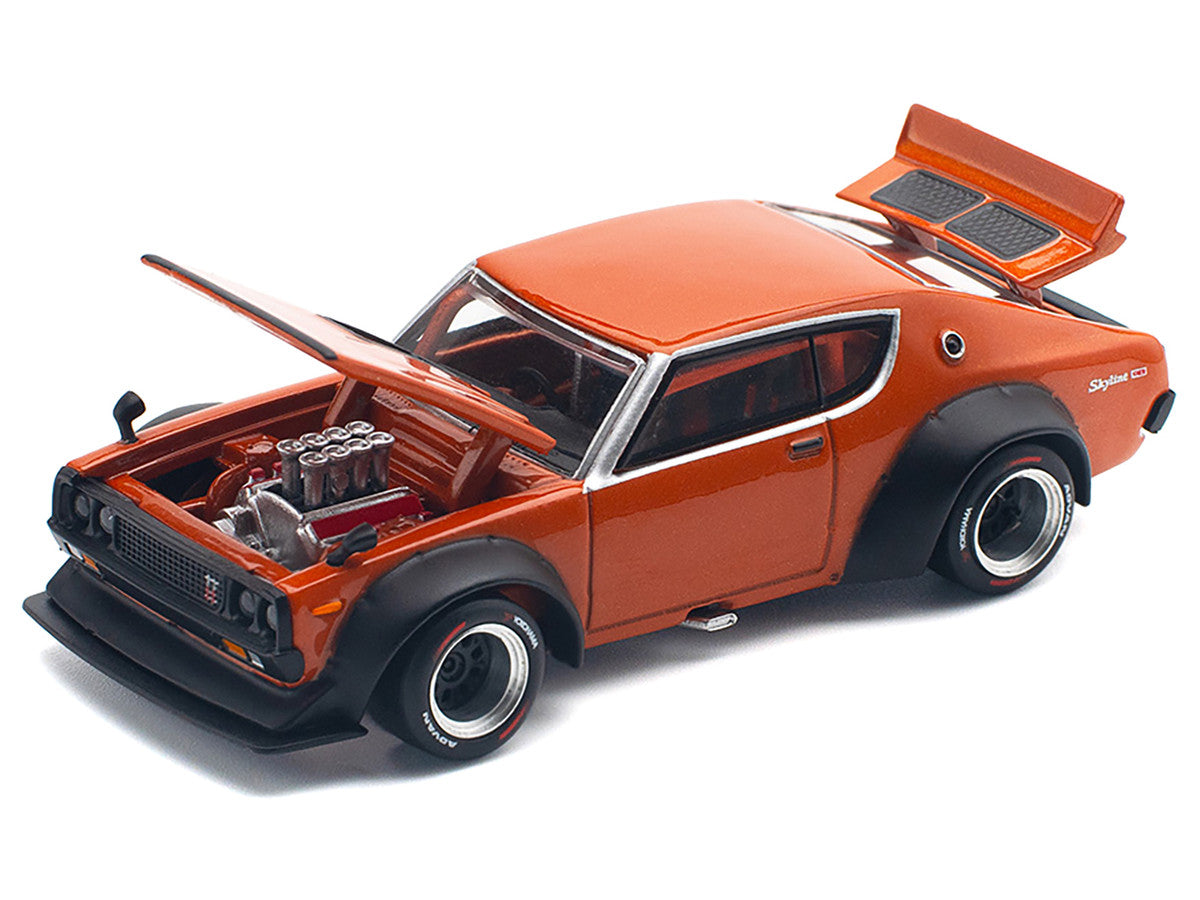 Skyline GT-R V8 Drift "Kenmeri" RHD (Right Hand Drive) Orange Metallic 1/64 Diecast Model Car by Pop Race Pop Race