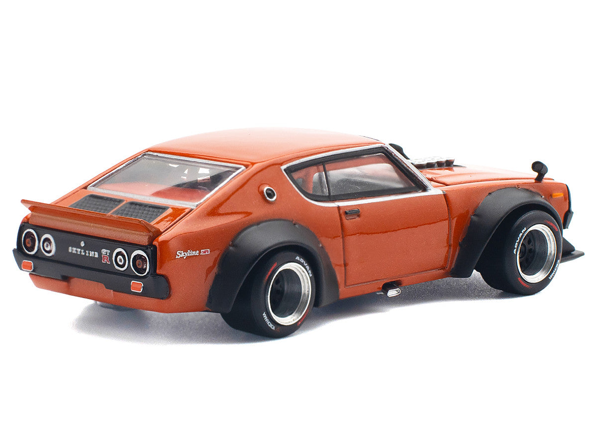 Skyline GT-R V8 Drift "Kenmeri" RHD (Right Hand Drive) Orange Metallic 1/64 Diecast Model Car by Pop Race Pop Race