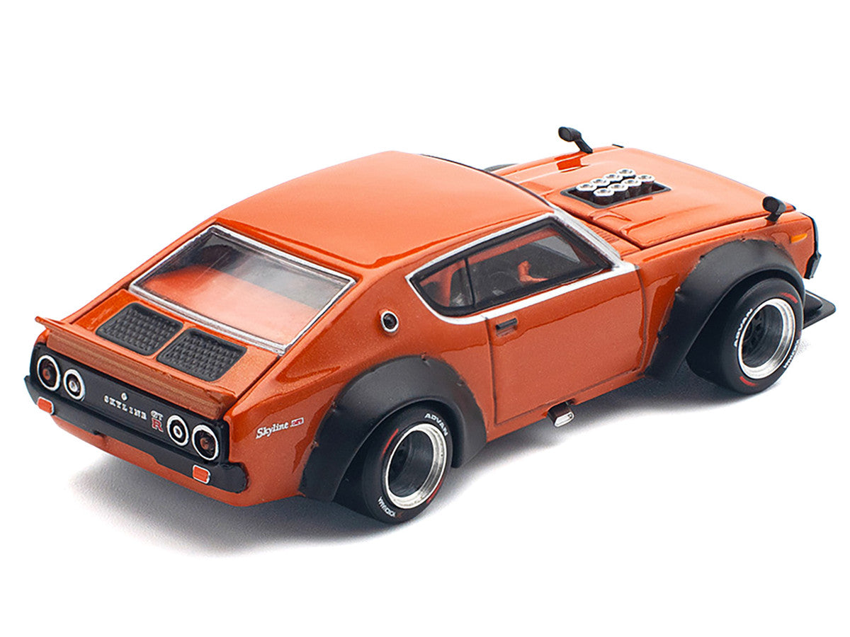 Skyline GT-R V8 Drift "Kenmeri" RHD (Right Hand Drive) Orange Metallic 1/64 Diecast Model Car by Pop Race Pop Race