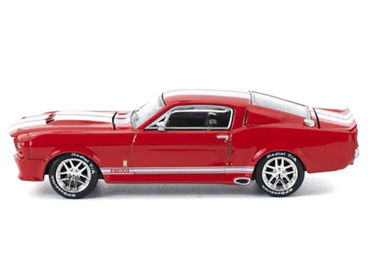 Shelby Mustang GT500 Red Metallic with White Stripes 1/64 Diecast Model Car by Pop Race Pop Race