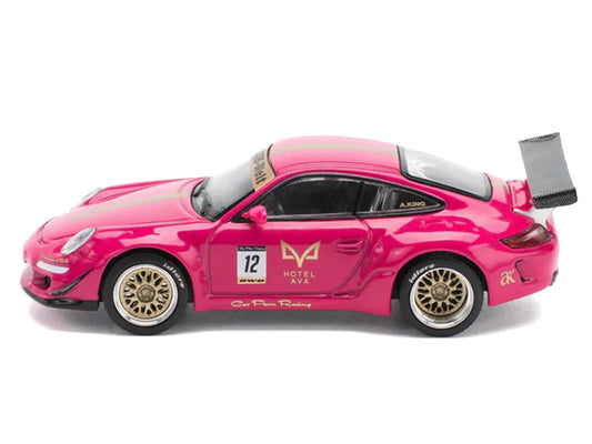 RWB 997 #12 "Hotel Ava" Pink Metallic 1/64 Diecast Model Car by Pop Race Pop Race