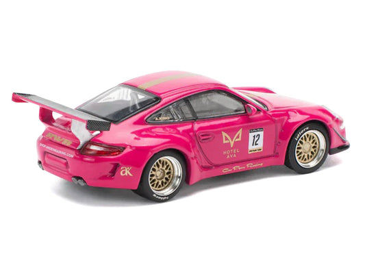 RWB 997 #12 "Hotel Ava" Pink Metallic 1/64 Diecast Model Car by Pop Race Pop Race