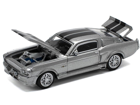 Shelby Mustang GT500 Gray Metallic with Black Stripes 1/64 Diecast Model Car by Pop Race Pop Race