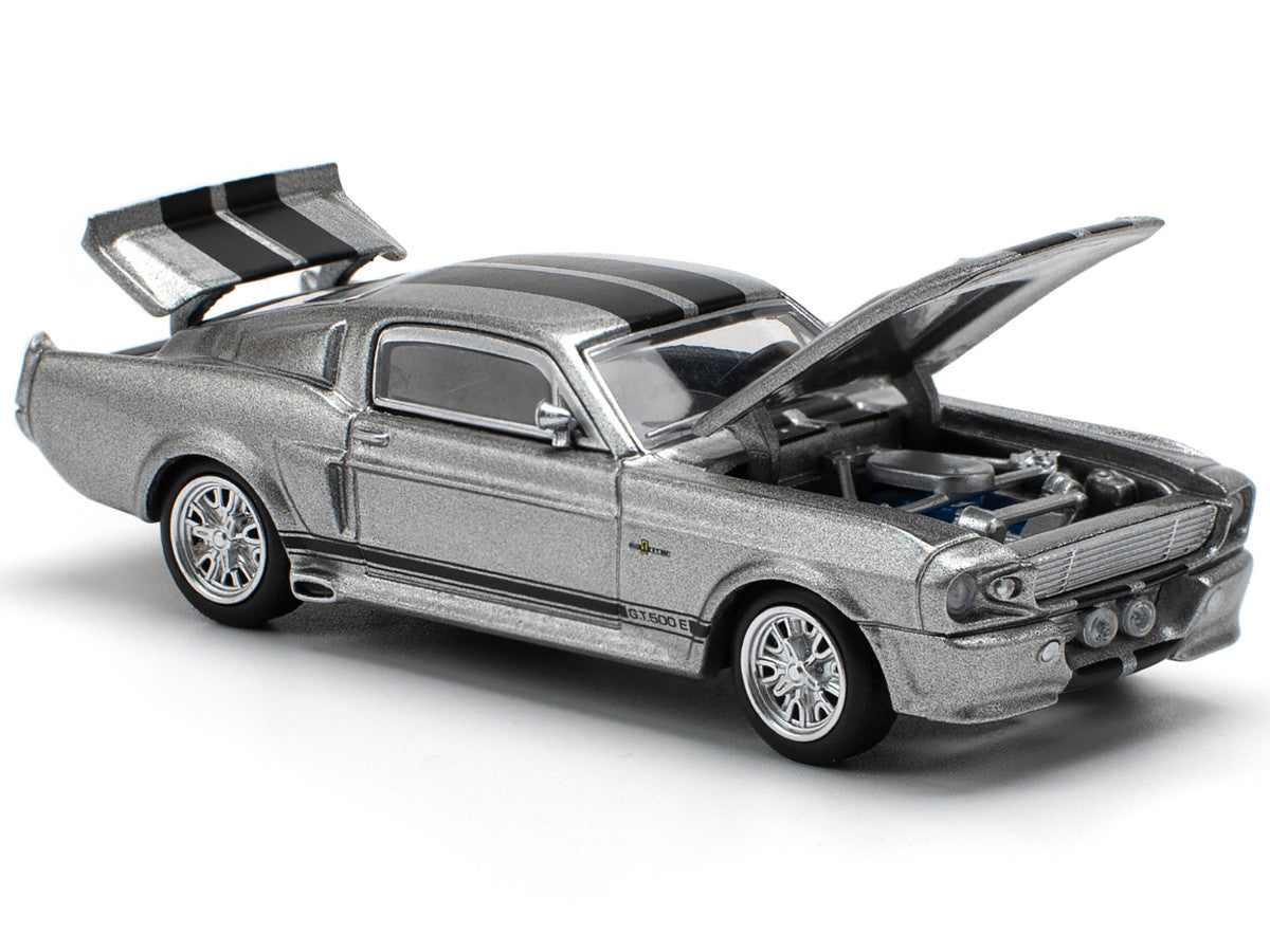 Shelby Mustang GT500 Gray Metallic with Black Stripes 1/64 Diecast Model Car by Pop Race Pop Race