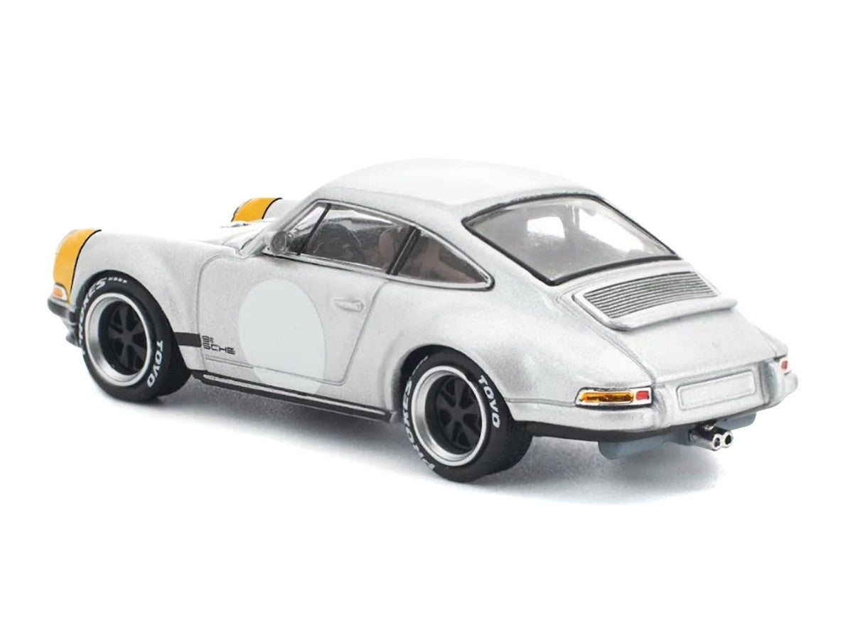 Singer 964 Silver Metallic with Yellow Front 1/64 Diecast Model Car by Pop Race Pop Race