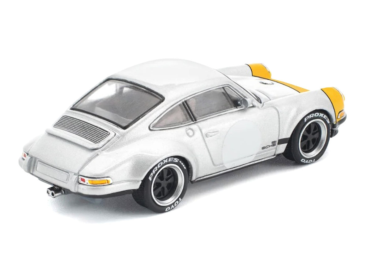 Singer 964 Silver Metallic with Yellow Front 1/64 Diecast Model Car by Pop Race Pop Race