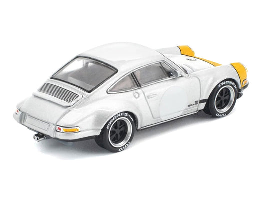 Singer 964 Silver Metallic with Yellow Front 1/64 Diecast Model Car by Pop Race Pop Race