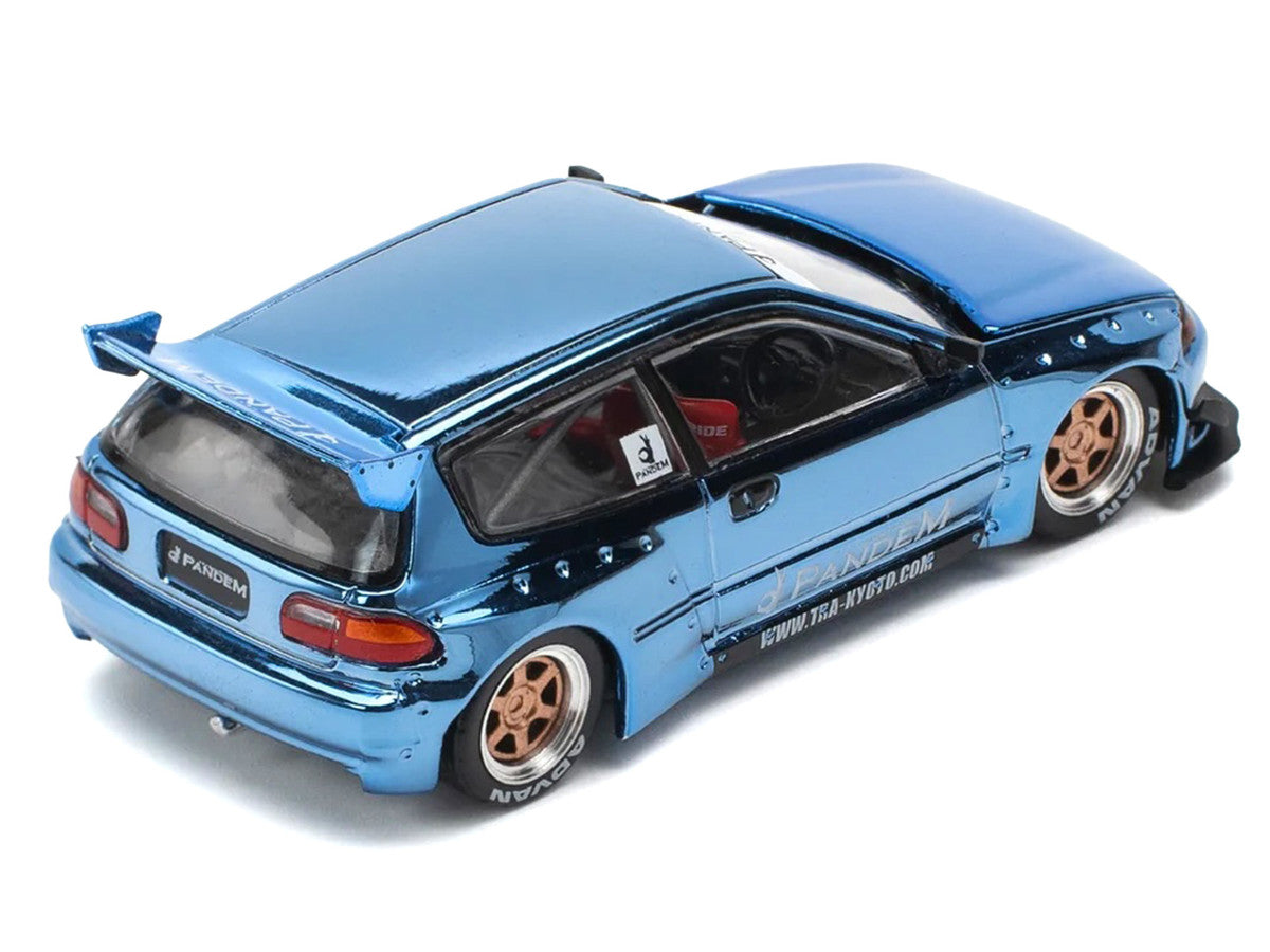 Pandem Civic EG6 RHD (Right Hand Drive) Blue Chrome 1/64 Diecast Model Car by Pop Race Pop Race