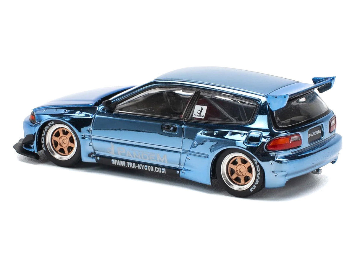 Pandem Civic EG6 RHD (Right Hand Drive) Blue Chrome 1/64 Diecast Model Car by Pop Race Pop Race