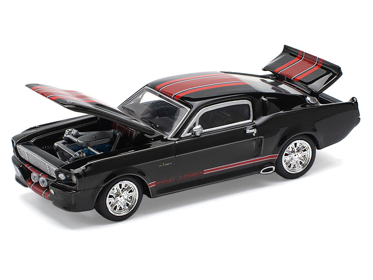 Shelby Mustang GT500 Dark Chrome with Red Stripes 1/64 Diecast Model Car by Pop Race Pop Race
