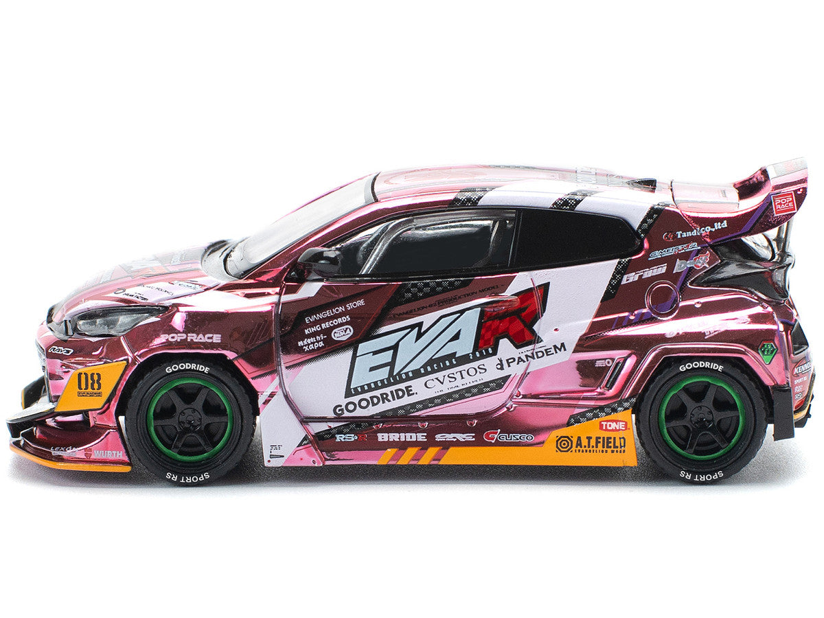 Toyota Goodride GR Yaris RHD (Right Hand Drive) "EVA RT Production Model-08" Pink Metallic with Graphics 1/64 Diecast Model Car by Pop Race Pop Race