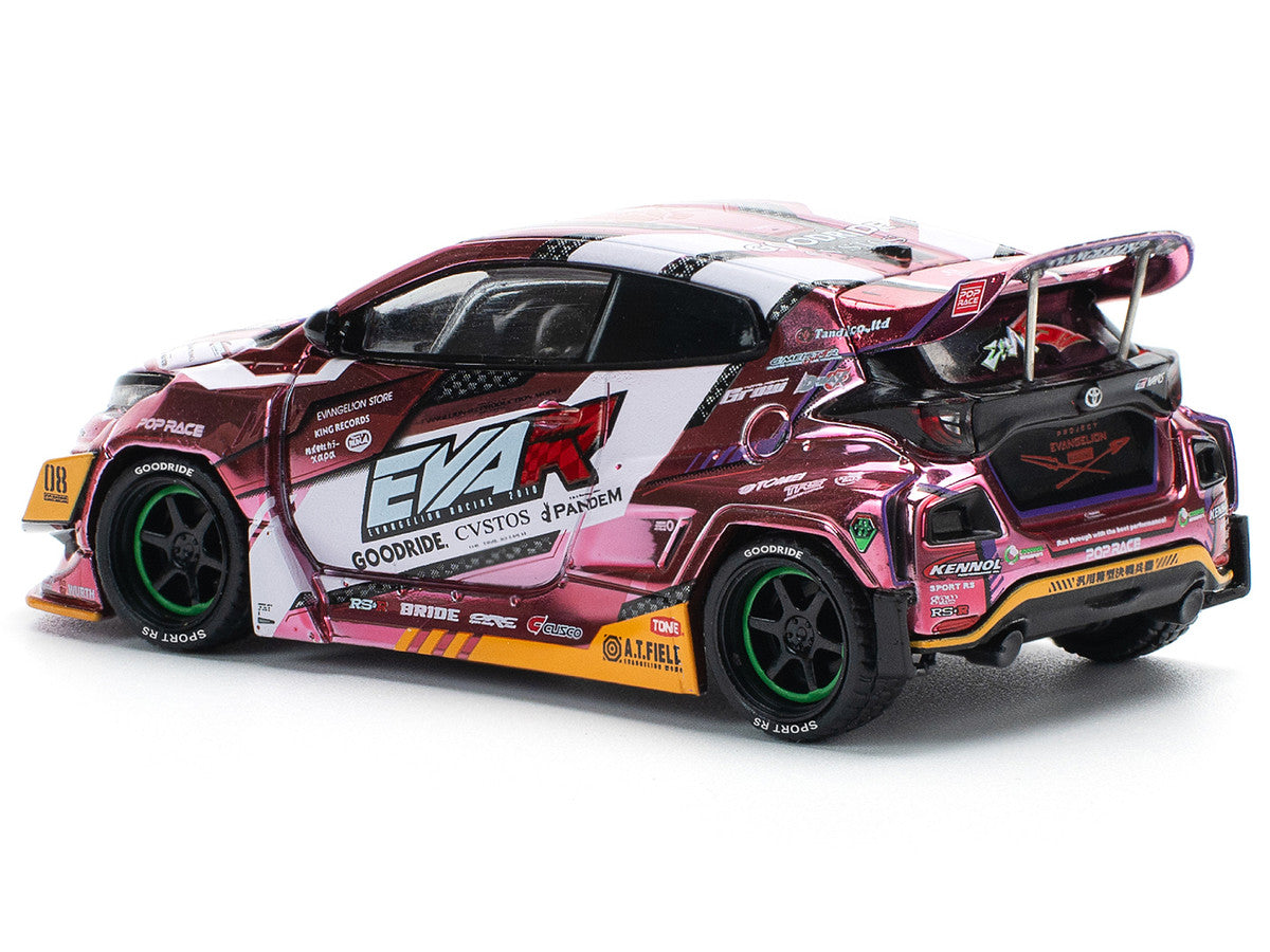 Toyota Goodride GR Yaris RHD (Right Hand Drive) "EVA RT Production Model-08" Pink Metallic with Graphics 1/64 Diecast Model Car by Pop Race Pop Race