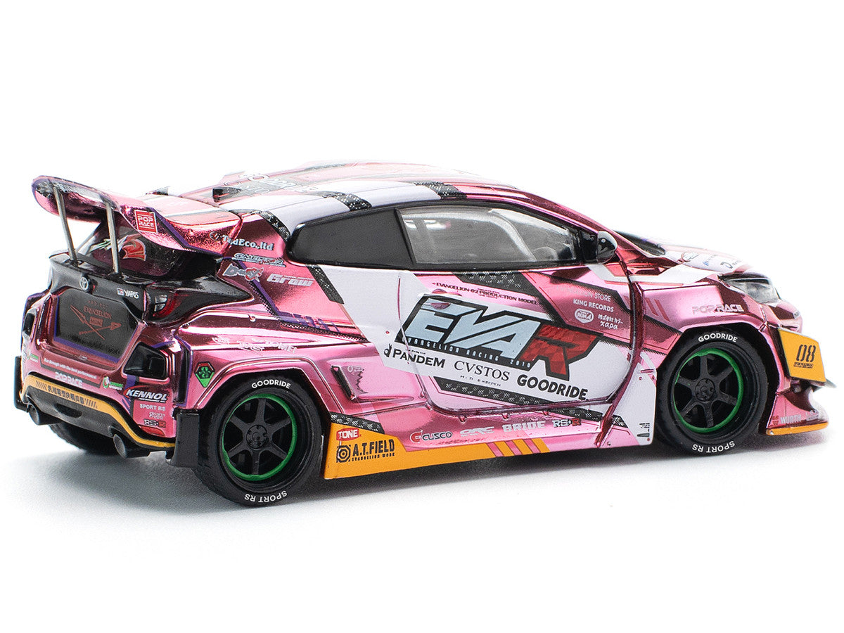 Toyota Goodride GR Yaris RHD (Right Hand Drive) "EVA RT Production Model-08" Pink Metallic with Graphics 1/64 Diecast Model Car by Pop Race Pop Race