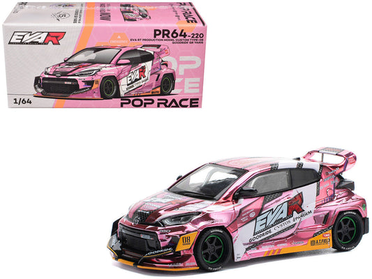 Toyota Goodride GR Yaris RHD (Right Hand Drive) "EVA RT Production Model-08" Pink Metallic with Graphics 1/64 Diecast Model Car by Pop Race Pop Race