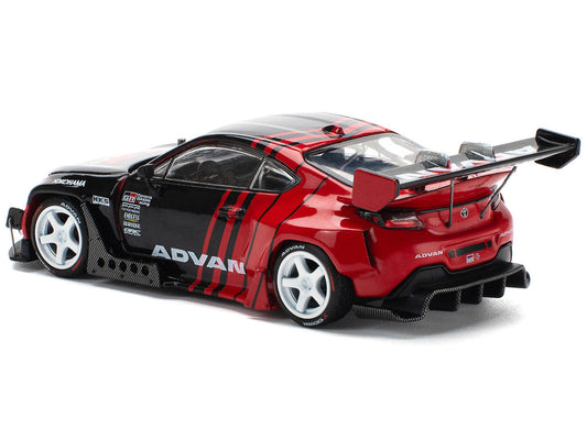 Toyota Pandem GR86 "Advan" Black and Red with Graphics 1/64 Diecast Model Car by Pop Race Pop Race