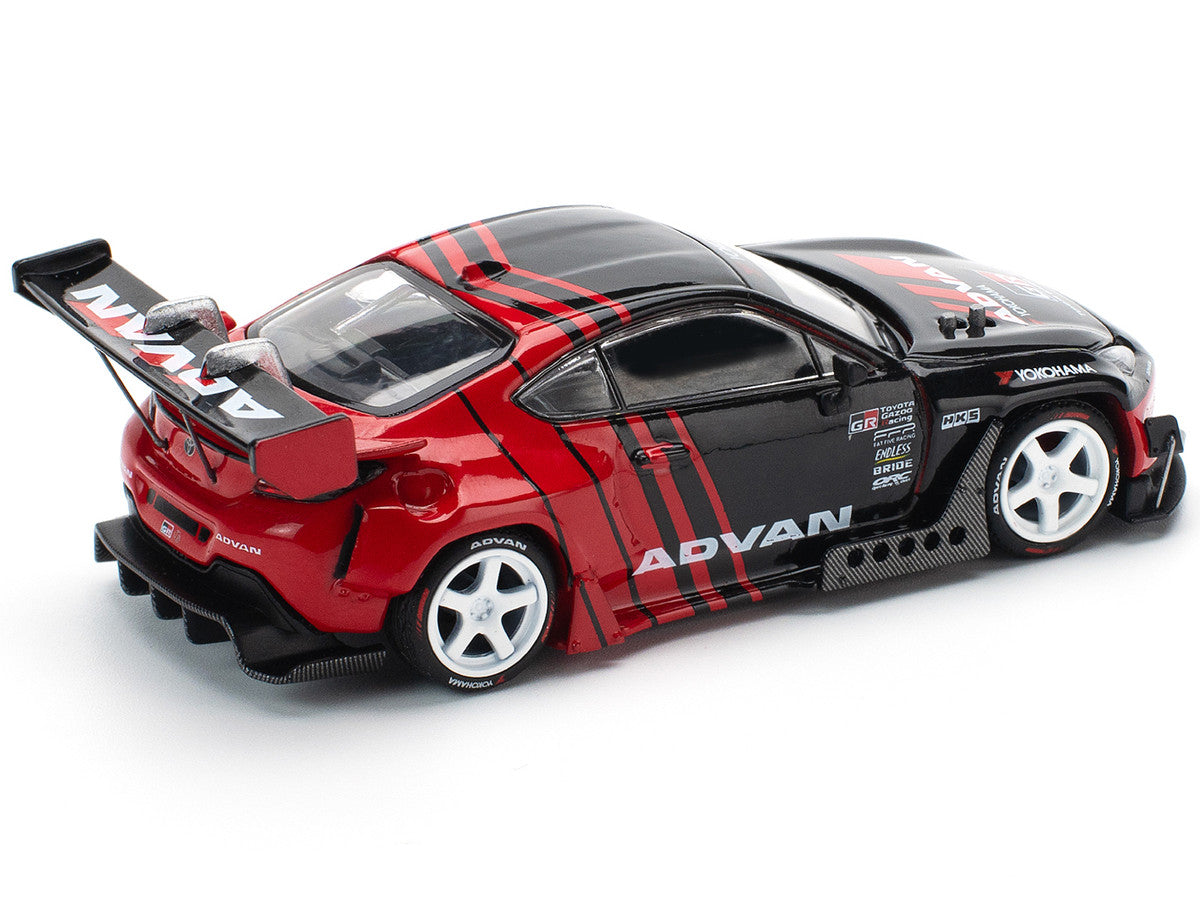 Toyota Pandem GR86 "Advan" Black and Red with Graphics 1/64 Diecast Model Car by Pop Race Pop Race