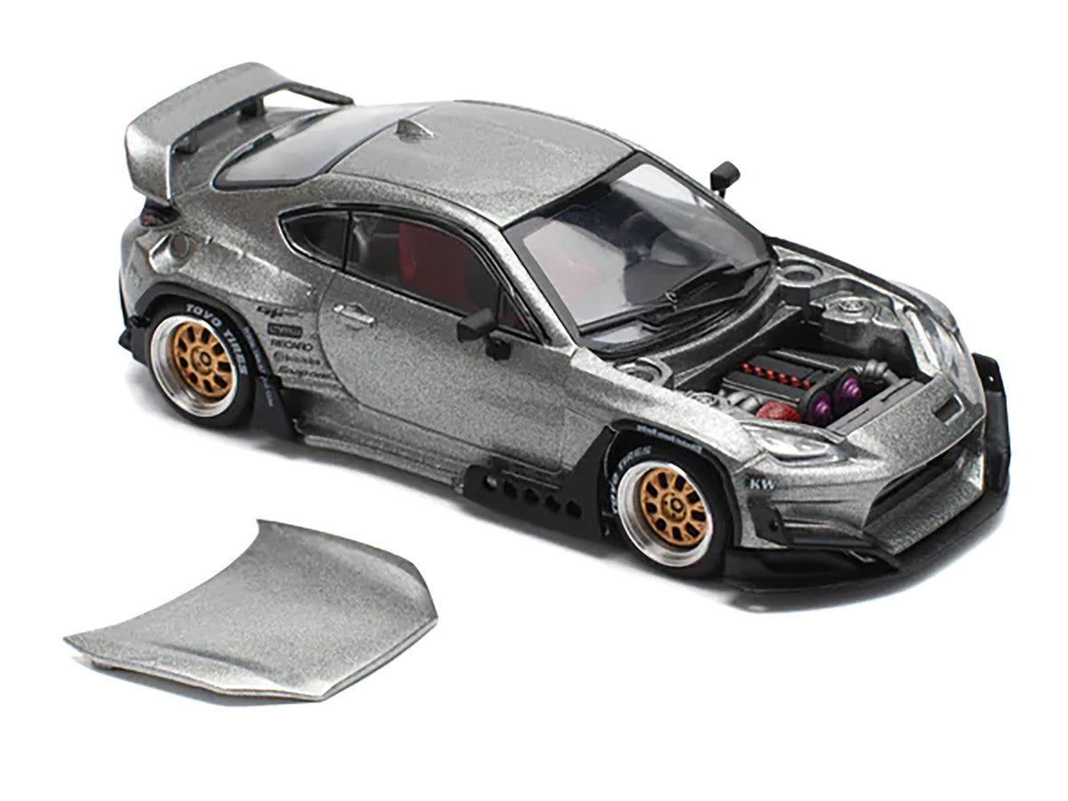 Toyota Pandem GR86 Silver Metallic 1/64 Diecast Model Car by Pop Race Pop Race