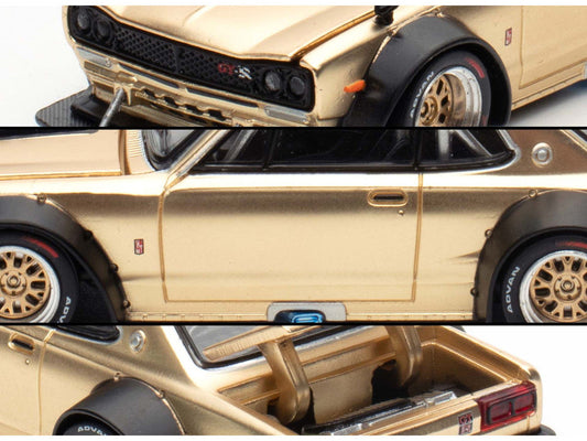 Skyline GT-R V8 Drift "Hakosuka" RHD (Right Hand Drive) Gold Metallic 1/64 Diecast Model Car by Pop Race Pop Race