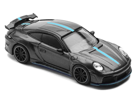992 Stinger GTR Carbon Edition with Blue Stripe 1/64 Diecast Model Car by Pop Race Pop Race