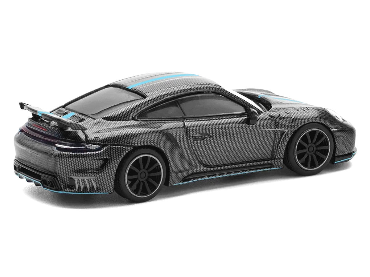 992 Stinger GTR Carbon Edition with Blue Stripe 1/64 Diecast Model Car by Pop Race Pop Race