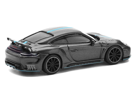 992 Stinger GTR Carbon Edition with Blue Stripe 1/64 Diecast Model Car by Pop Race Pop Race
