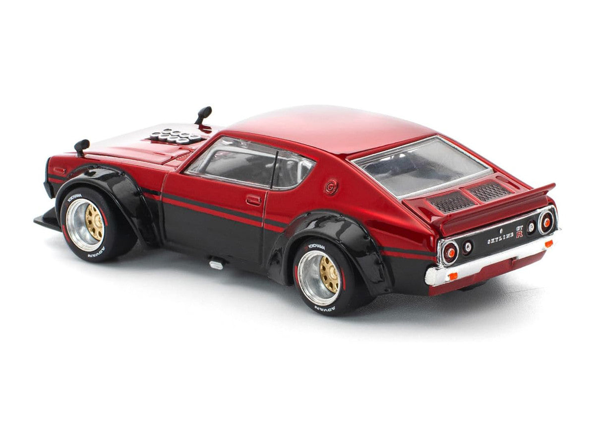 Skyline KPGC110 "Kenmeri" RHD (Right Hand Drive) Red Metallic and Black 1/64 Diecast Model Car by Pop Race Pop Race