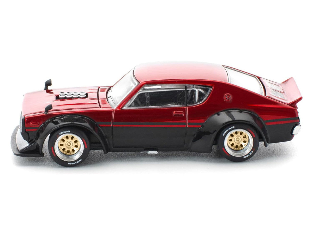 Skyline KPGC110 "Kenmeri" RHD (Right Hand Drive) Red Metallic and Black 1/64 Diecast Model Car by Pop Race Pop Race